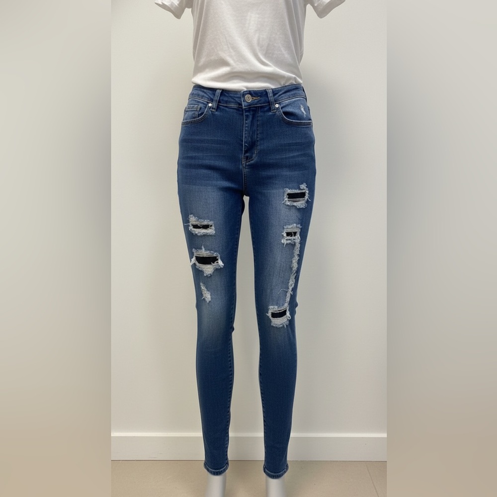 Distressed Blue Jeans